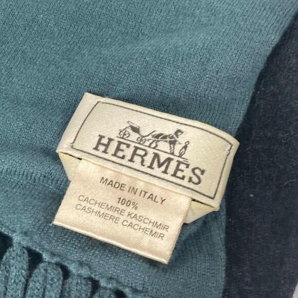 HERMES Bicolor fringe Scarf Cashmere Scarf/BlackBased - Picture 14 of 14